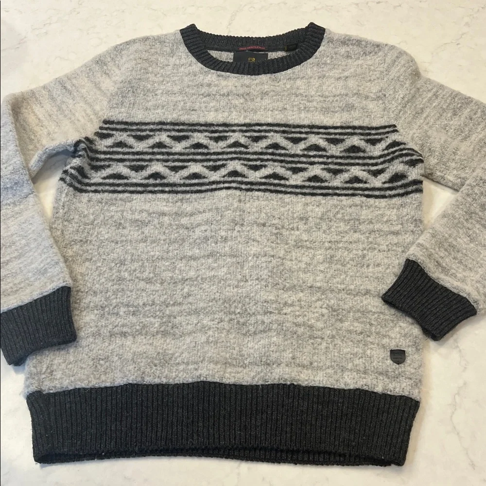 Scotch & Soda Gentleman Gray Nordic Crewneck‎ Wool Knit Sweater Couture Large
